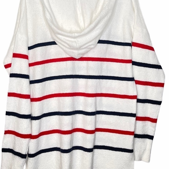 Rachel Zoe Striped Hooded Pullover Sweater Blue Red Knit Women Small Preppy - Picture 5 of 9